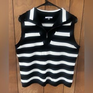 Black and White Striped Sleeveless Top